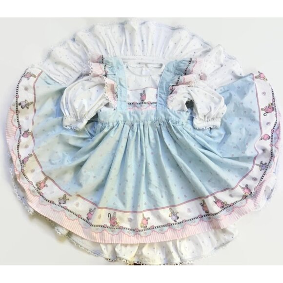 Vintage‎ Daisy Kingdom Blue Bunny Full Circle Pinafore Crinoline Dress No Tag - Picture 3 of 16